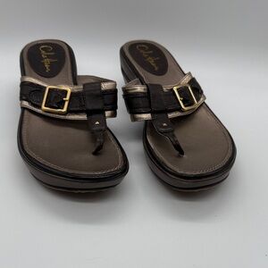 Cole Haan Women's Sandals in Brown and Gold Size 8.5